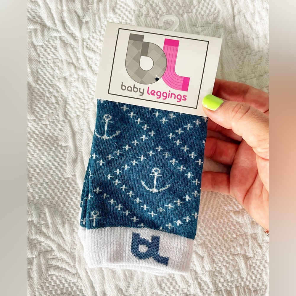🔴 3 for $15 Baby Leggings Anchor’s Away Navy Blue & White One Size Boat Anchor